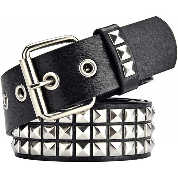 Studded Faux Leather Belt for Women Men Punk Rock Rivets 31-36 Inches main image 4
